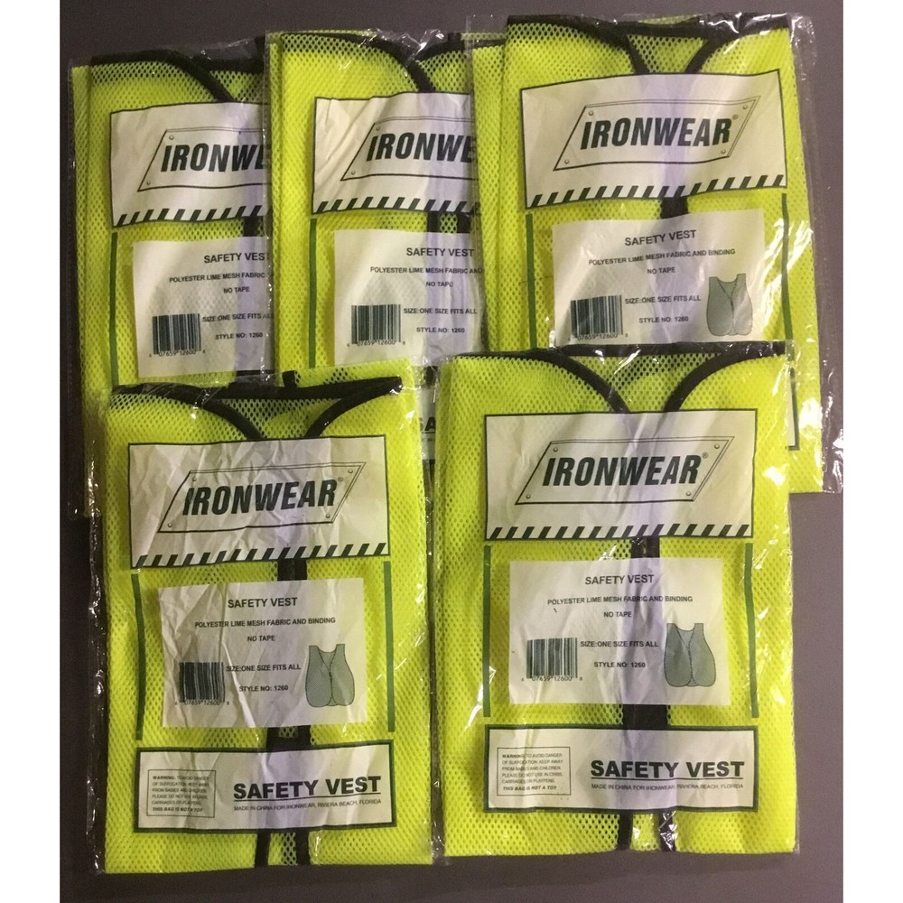 Ironwear safety vest Style No: 1260 Bundle Of 5.